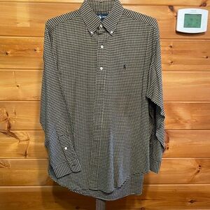 Polo by Ralph Lauren Men's Black and Gold Blaire Checkered Shirt